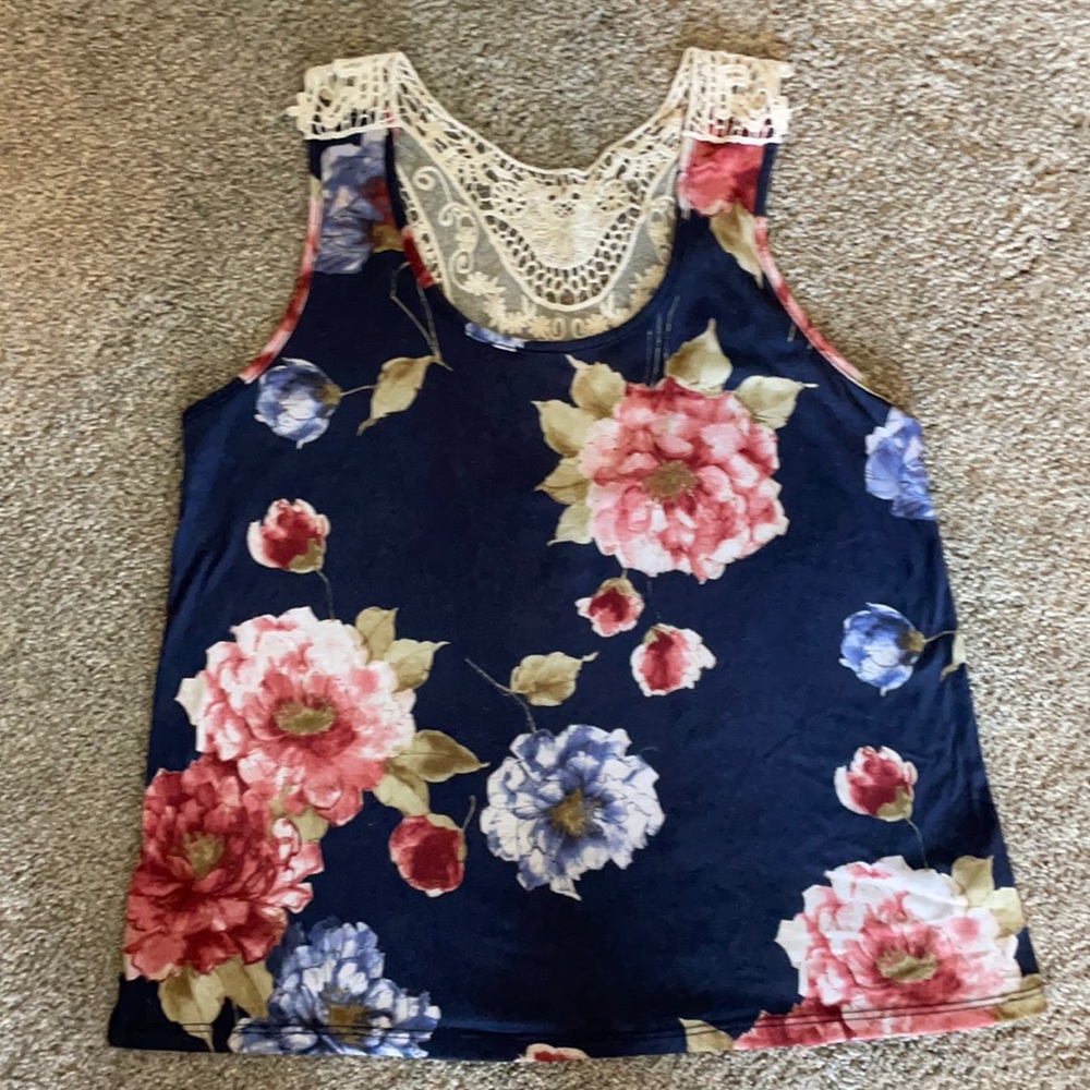 Blue floral Forever 21 tank top